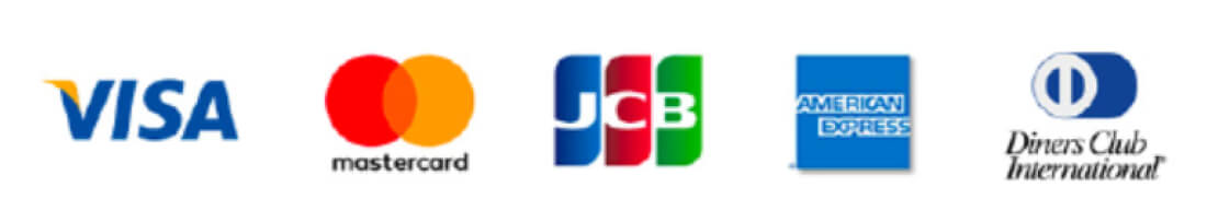 VISA, mastercard, JCB, MERICAN EXPRES, Diners Club International